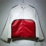 Design Color-Block Leather Jacket White and Red Outerwear.leather Jacket - 1