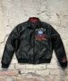 Design Bomber Jacket with Graphic Patch Black Leather Jacket - 1