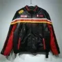 Design Racing-Style Leather Jacket Black Red Orange - 1