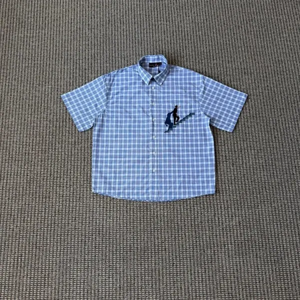Burberry Check Shirt with Skateboard Print Blue - 1