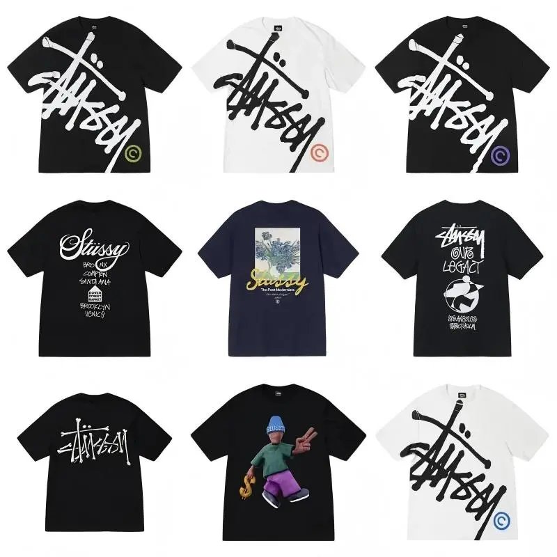 Stussy Black and White Graphic T-Shirt Collection