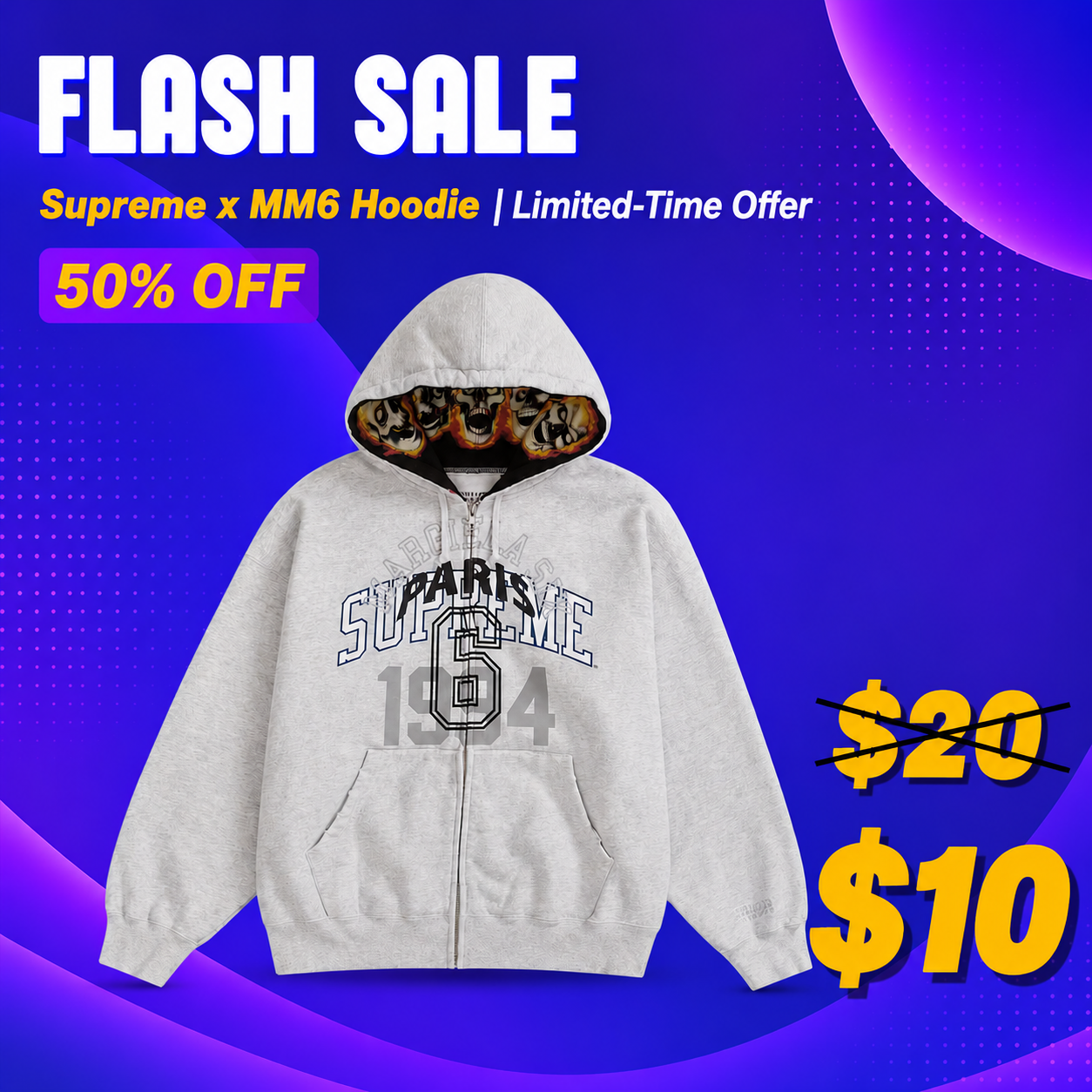 Cashew Flower Hoodie with Fleece Lining
