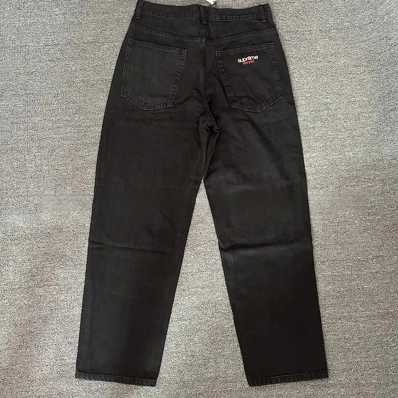 Washed Distressed Embroidered Denim Jeans photo 8