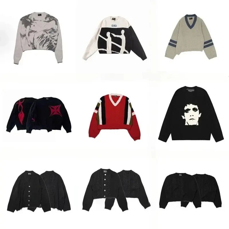 ERD Vintage Distressed Irregular Design Sweater