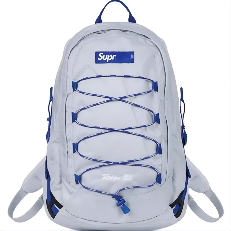 Supr White Backpack with Blue Straps