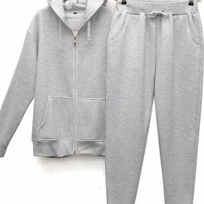 Men's 24 Years Old Autumn Cotton Full-Zip Hoodie and Sweatpants Set (4 Colors)