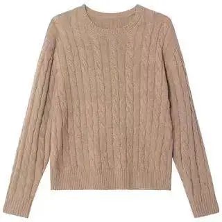 Cable-Knit Wool-Cashmere Jumper Men's Crewneck Long Sleeve Sweater