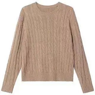 Cable-Knit Wool-Cashmere Jumper Men's Crewneck Long Sleeve Sweater