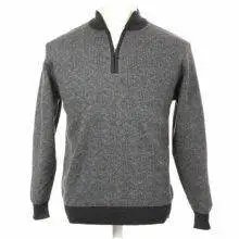 Pony logo embedded cable kit wool knit half zip long padded sweater wool half zip sweater C