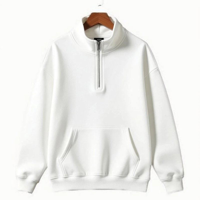 （￥178）##Collar Half-Zip Sweatshirt 翻领半拉链卫衣C