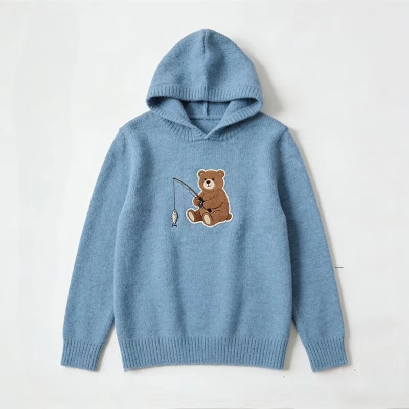 (¥288)##fishing bear sweater hoodie 808钓鱼小熊帽衫 P