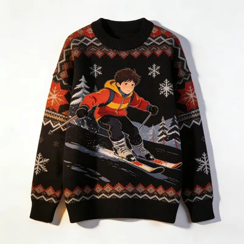 （￥368）##Men's Skier Intarsia Knit Sweater 费尔岛滑雪毛衣 P