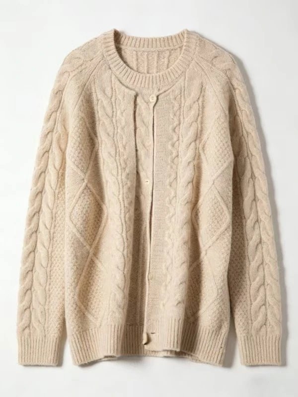 （￥338）##Wool Cable Knit Full Zip Cardigan  808金马麻花开衫 P