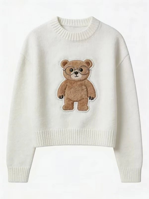 （￥278）##Cotton-Blend Crewneck Sweater  808眼镜咖色外套熊 P