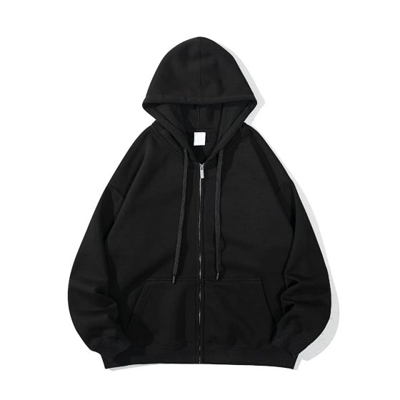 Zip hoodie with fleece lining coat, brushed hoodie, zipper jacket (with added fleece) A