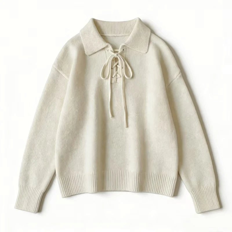 （¥338）##bear sweater women 808费尔岛抽绳翻领套头毛衣 P