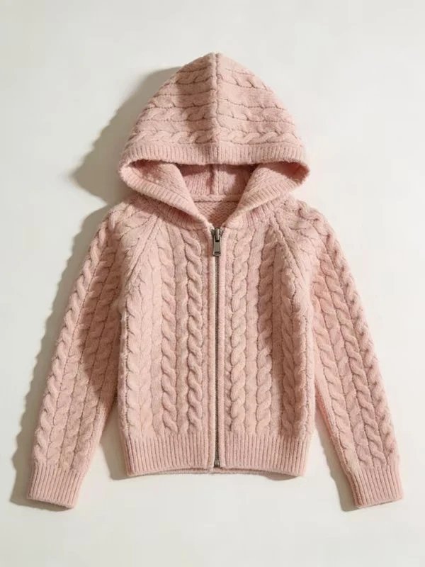 (¥258)##Big Kids' Hooded Small Twill Knit Sweater 连帽大童小麻花衫 Z