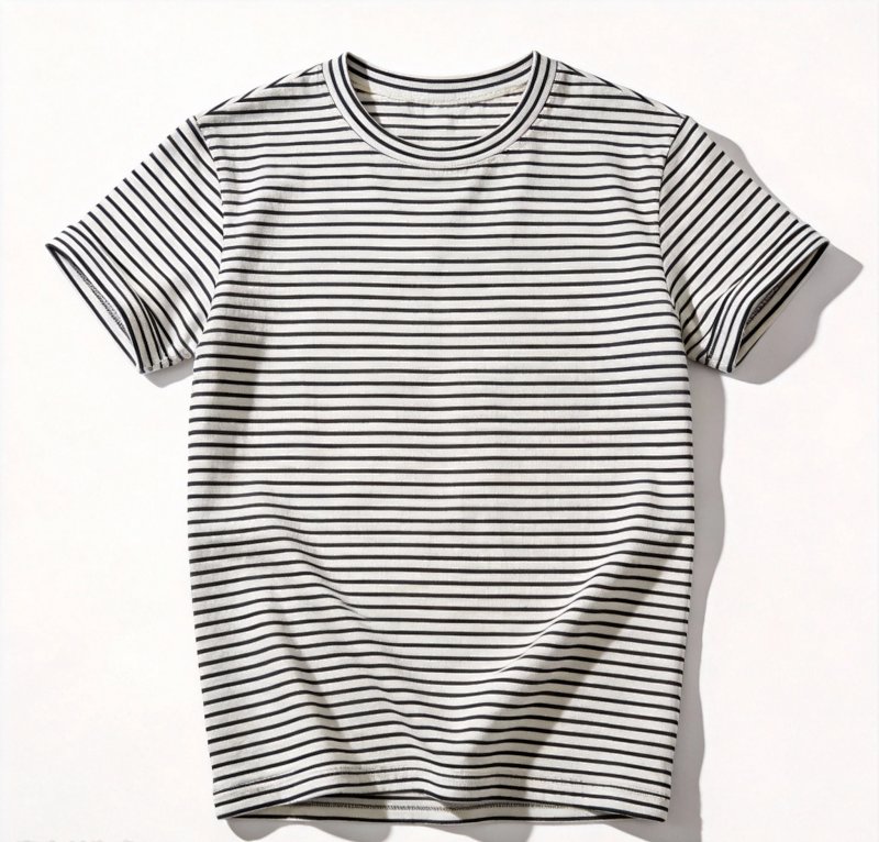 (¥158)## Striped knitted short-sleeved T-shirt 条纹针织短袖T恤479307 E