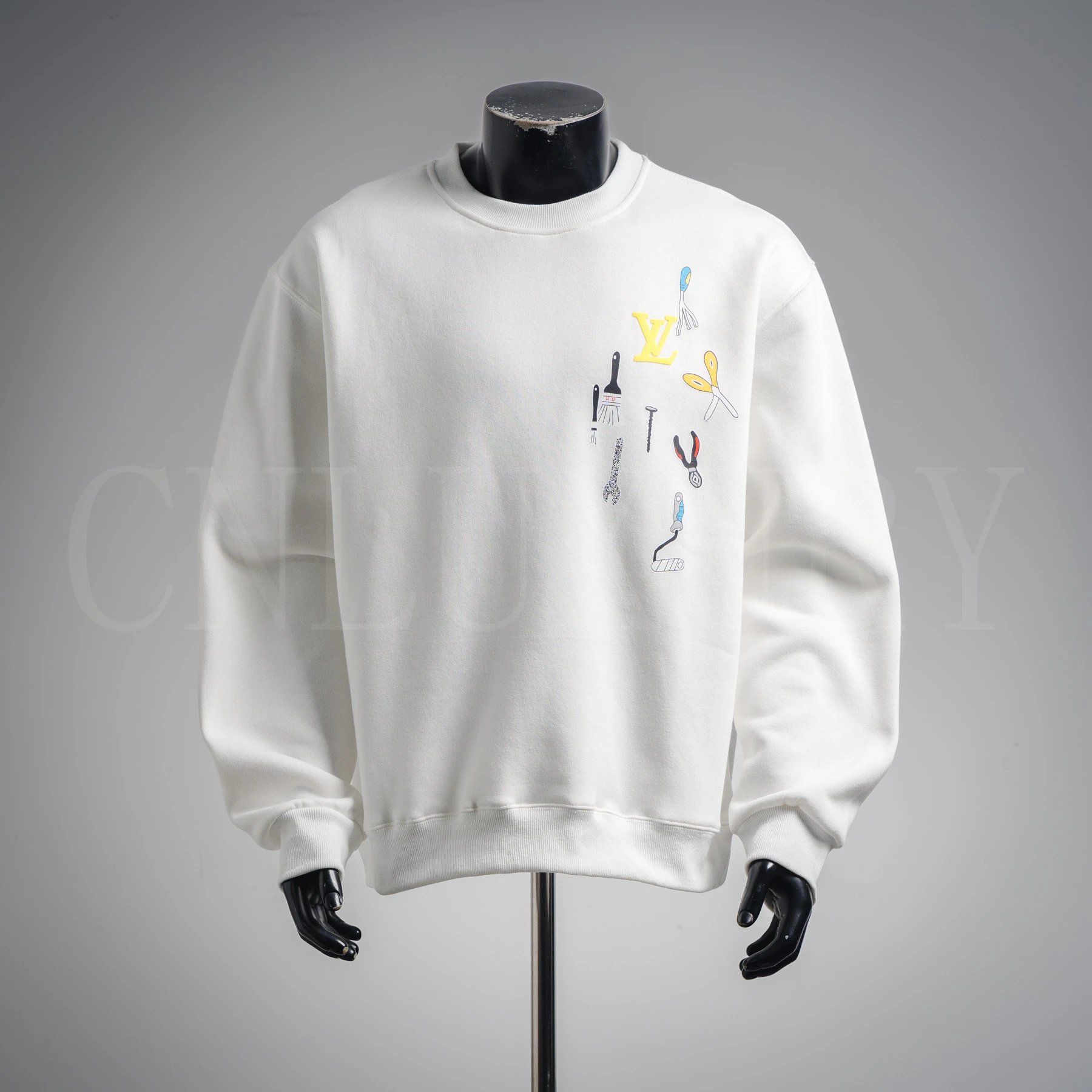 White - 25Fw Tool Print Crewneck Sweatshirt