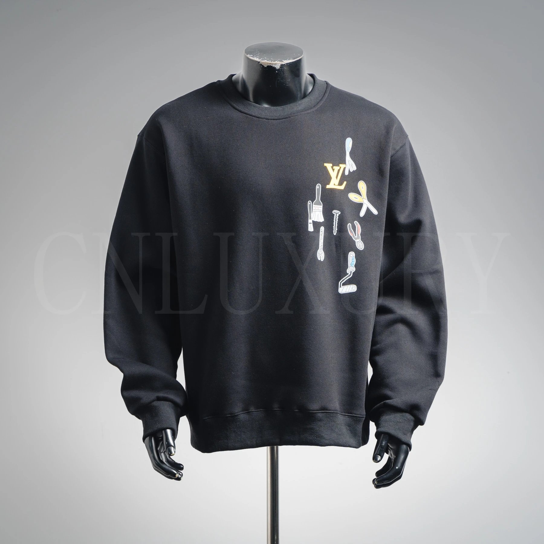 Black - 25Fw Tool Print Crewneck Sweatshirt
