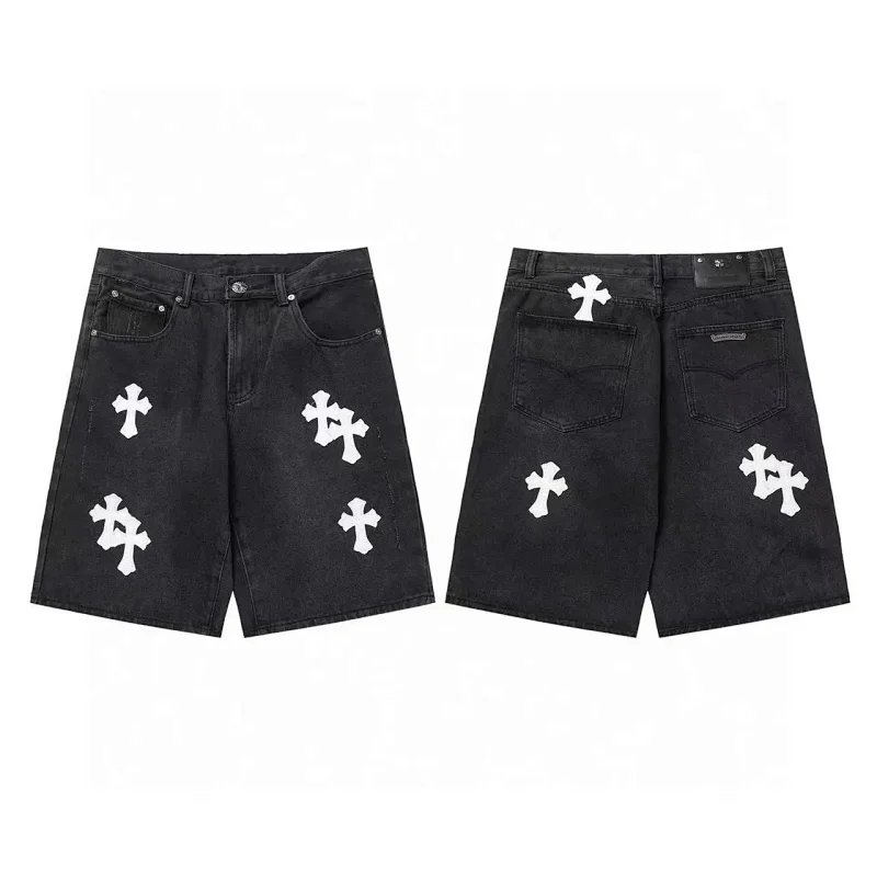 Chrome Hearts Cross Patch Denim Shorts Black