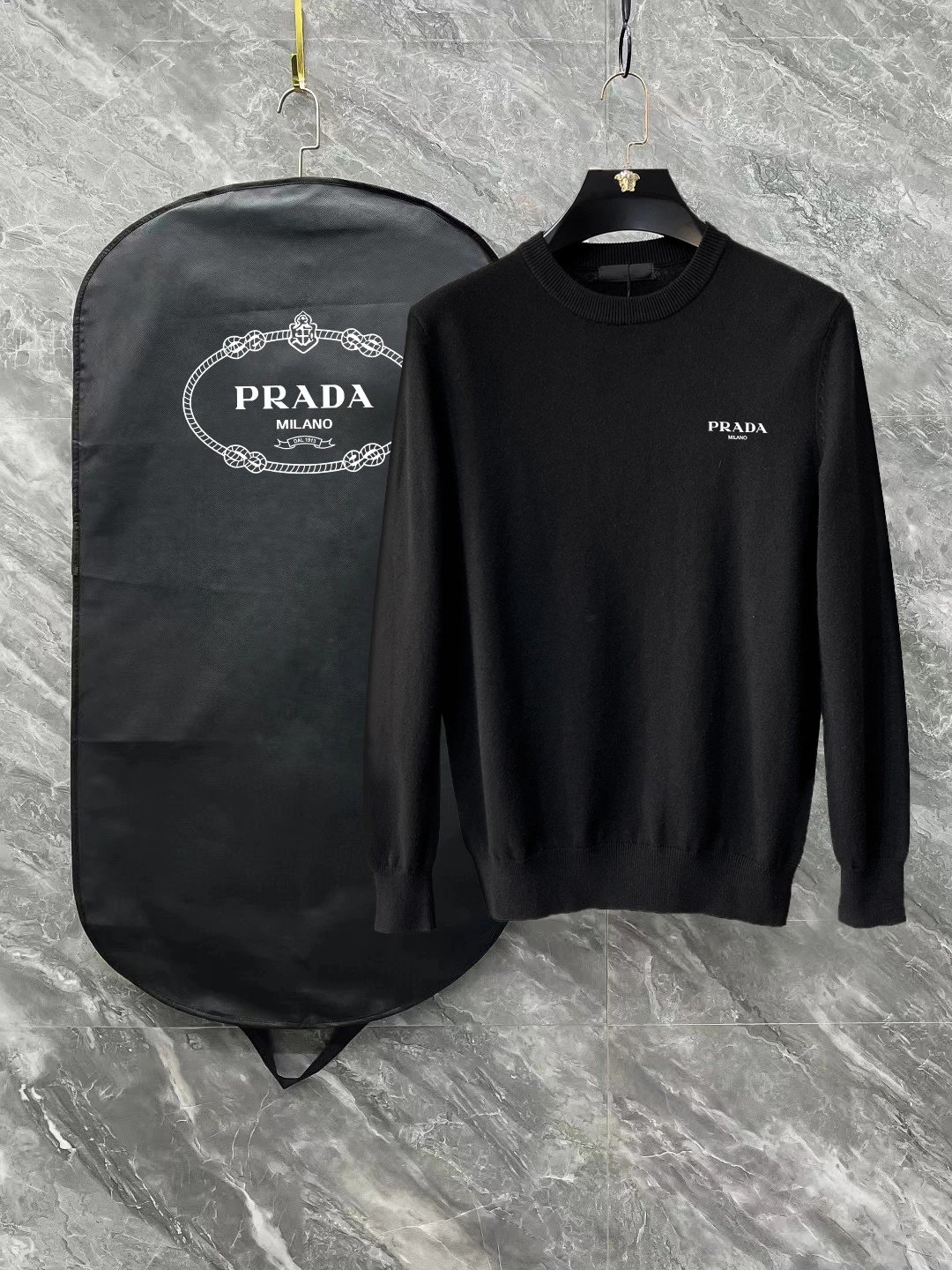 Prada Knitwear Logo Knit Sweaters — 18