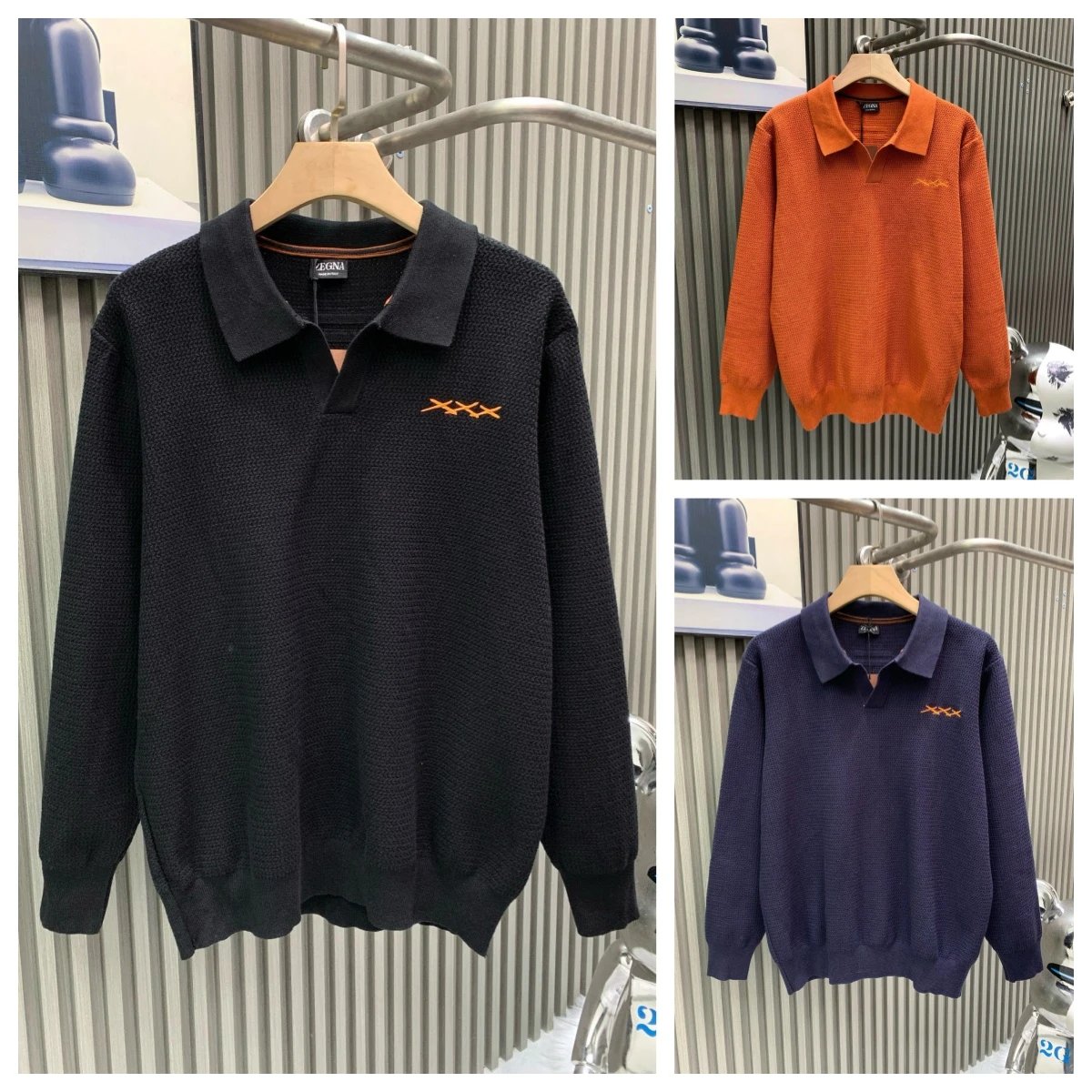 Zegna Waffle Knit Polo Sweater