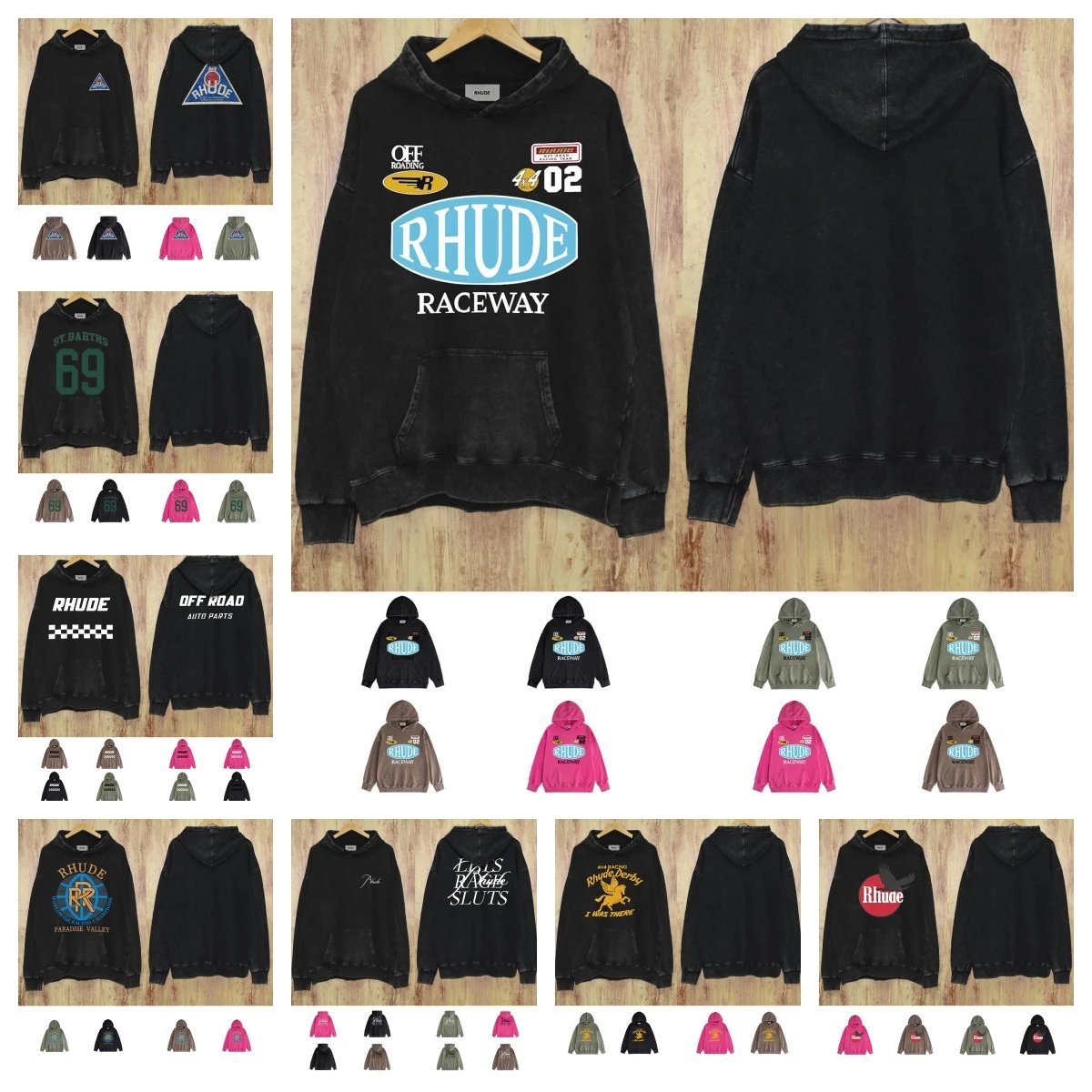 Rhude Raceway Acid Wash Hoodie