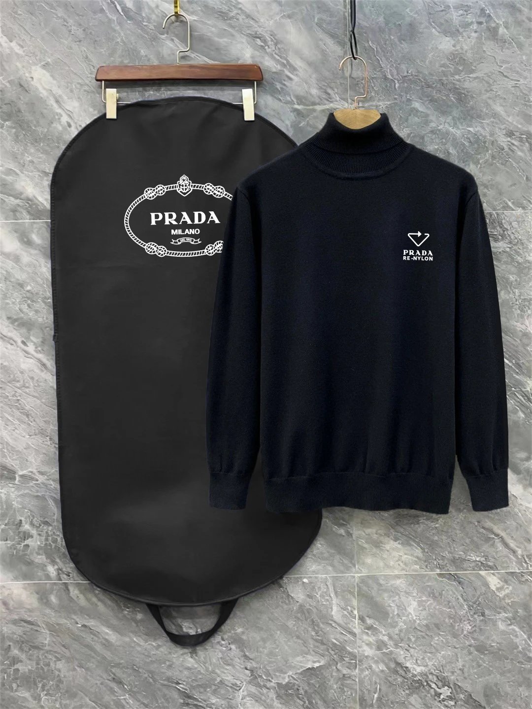 Prada Knitwear Logo Knit Sweaters — 23
