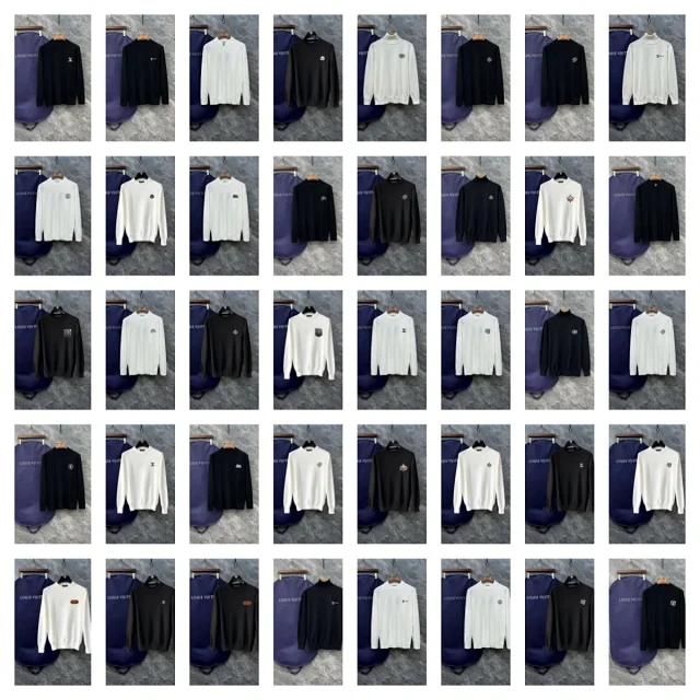 Louis Vuitton Knitwear Long-Sleeve Crewneck Knit Sweater with Chest Logo product detail image 1