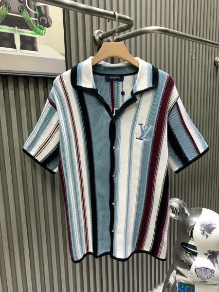 Louis Vuitton Striped Knit Polo Shirt in Multicolor Tops Polo - 1