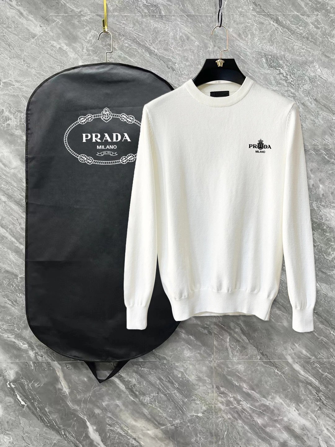 Prada Knitwear Logo Knit Sweaters — 28