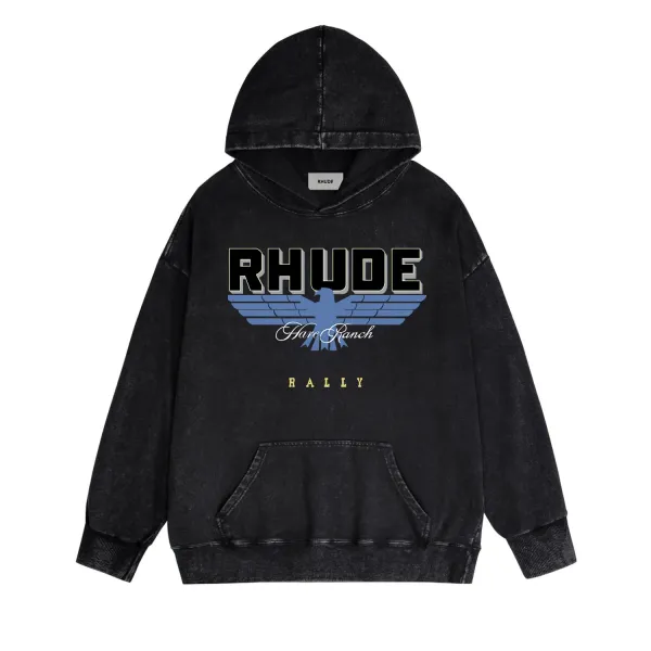 Rhude Hare Ranch Rally Hoodie Black - 1