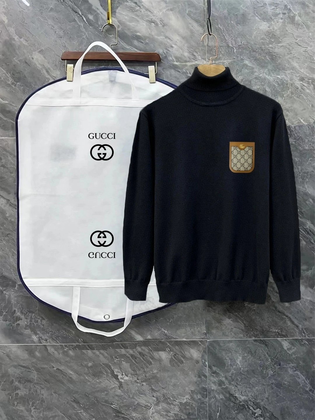 Gucci Knitwear Turtleneck Knit Sweater with Chest Logo — 11