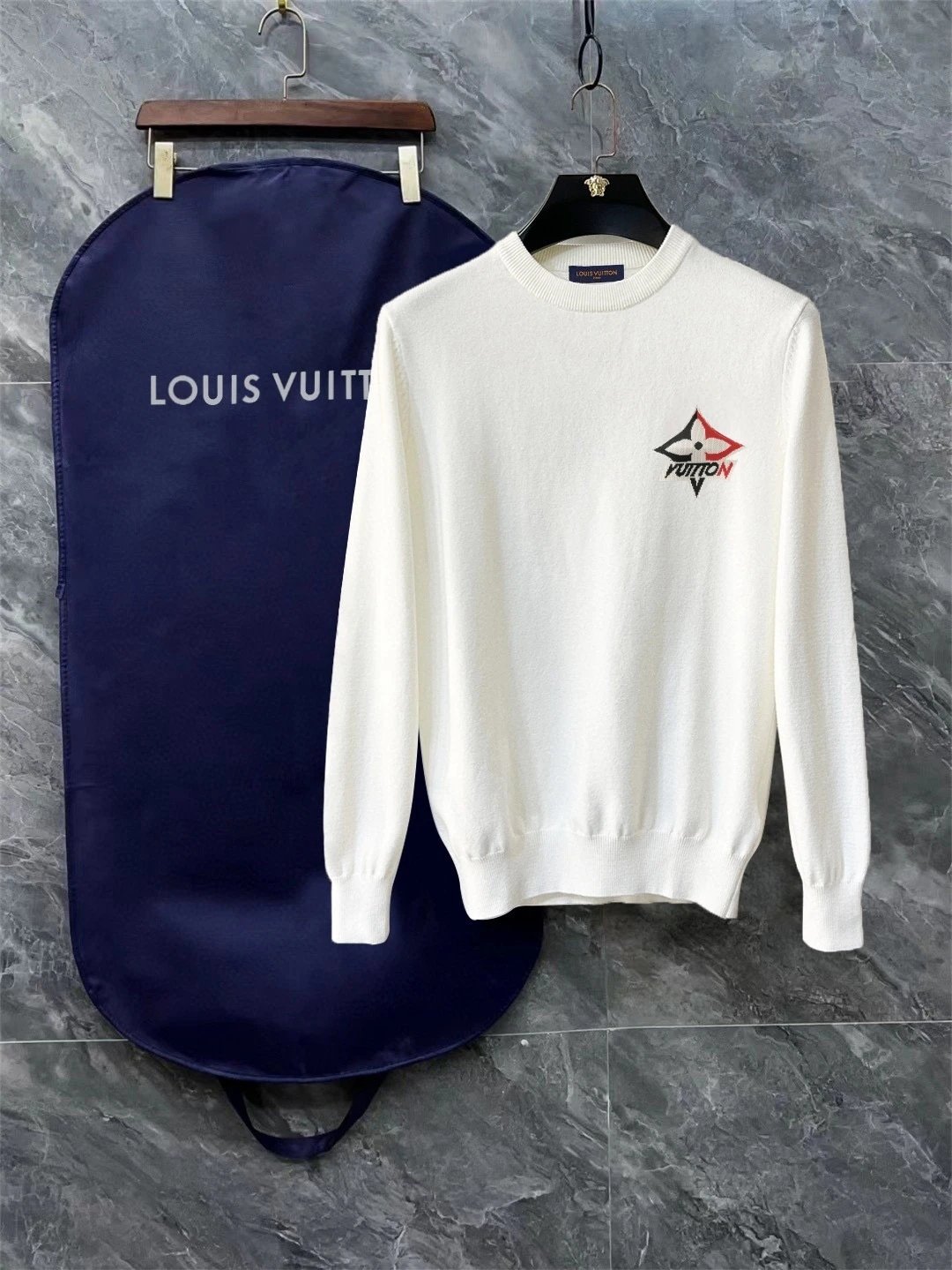Louis Vuitton Monogram Flower Embroidered Sweater White - 1