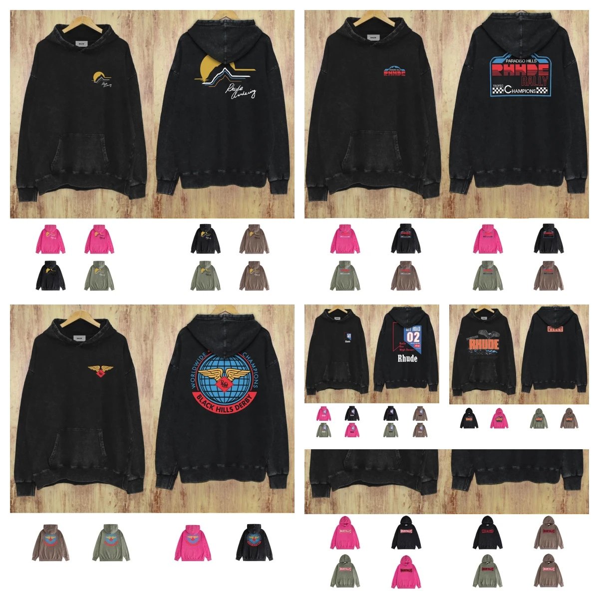 Rhude Black Hills Derby Hoodie