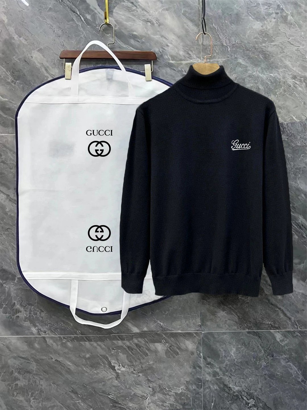 Gucci Knitwear Turtleneck Knit Sweater with Chest Logo — 13