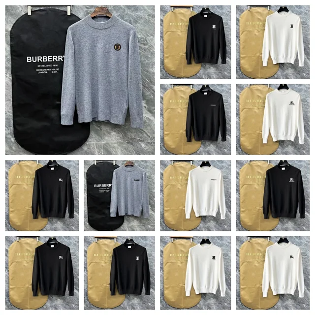 Burberry Knitwear Crew-neck logo knit sweater product detail image 1