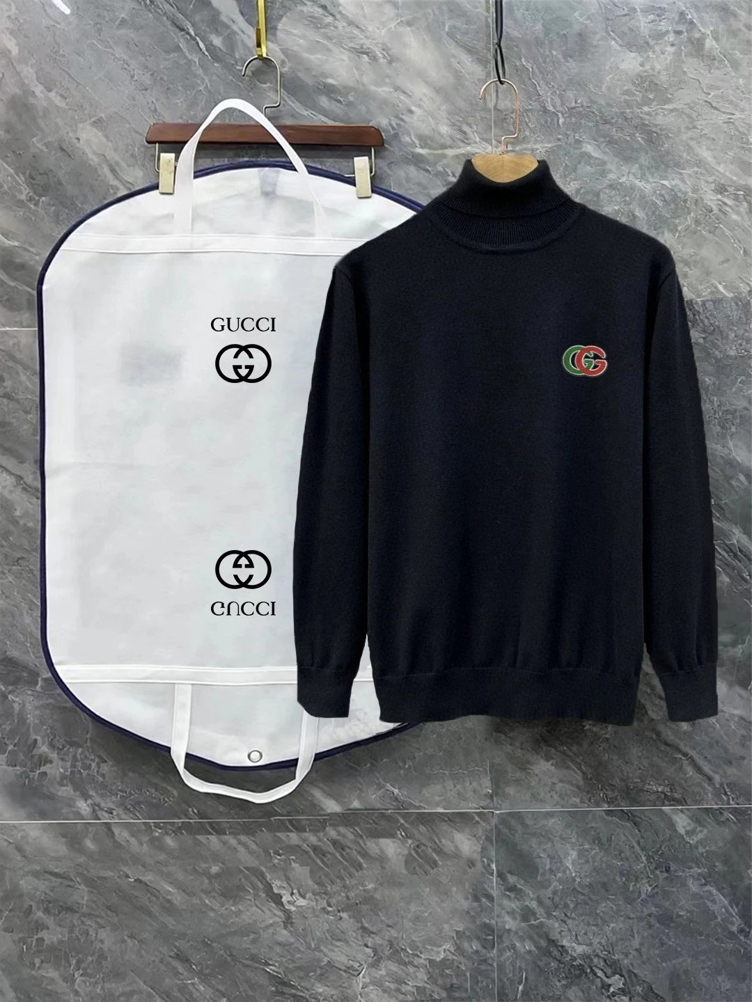 Gucci Knitwear Turtleneck Knit Sweater with Chest Logo — 5