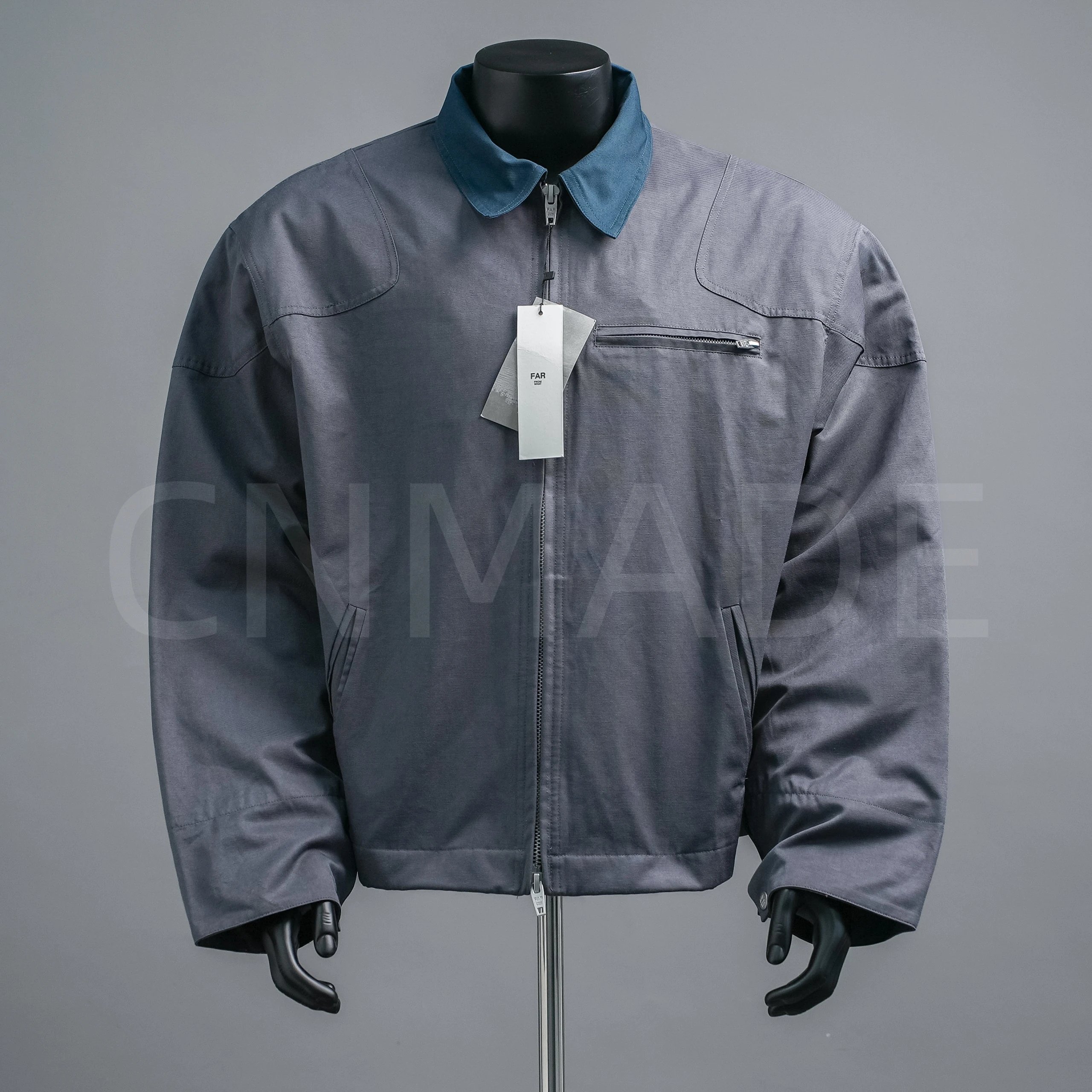 潮牌FA ARCHIVE秋冬新款尼龙垫肩夹克水洗做旧重磅拉链外套现货百搭