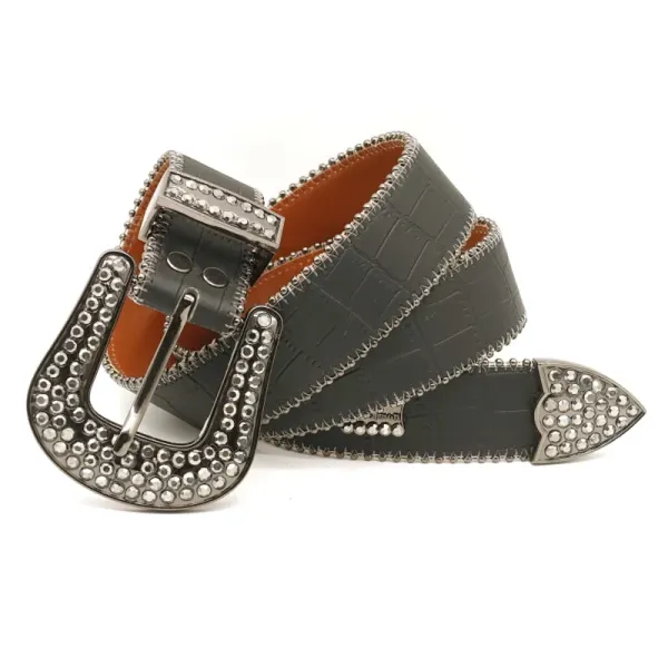 Design Skull & Crossbones Crystal-Embellished Blue Glitter Belt - 7
