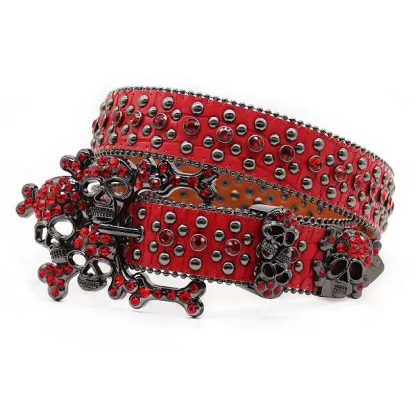 Design Skull & Crossbones Crystal-Embellished Blue Glitter Belt - 12