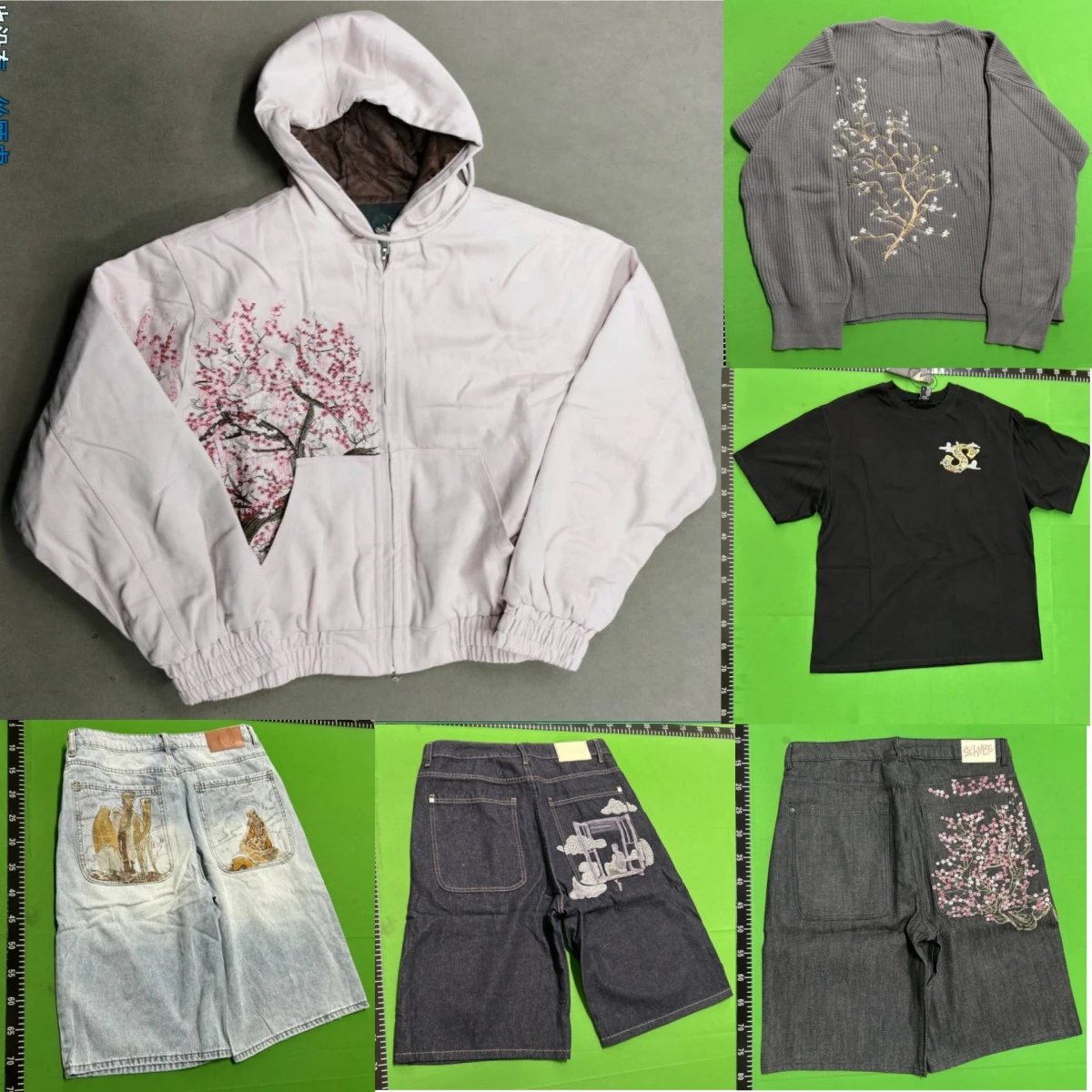 新款欧美小众刺绣樱花休闲牛仔裤1:1Top