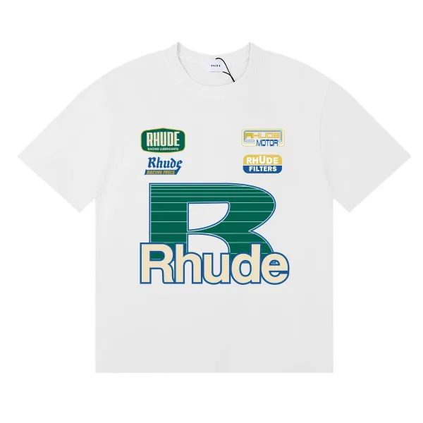 Rhude Racing Logo Graphic T-Shirt White - 1
