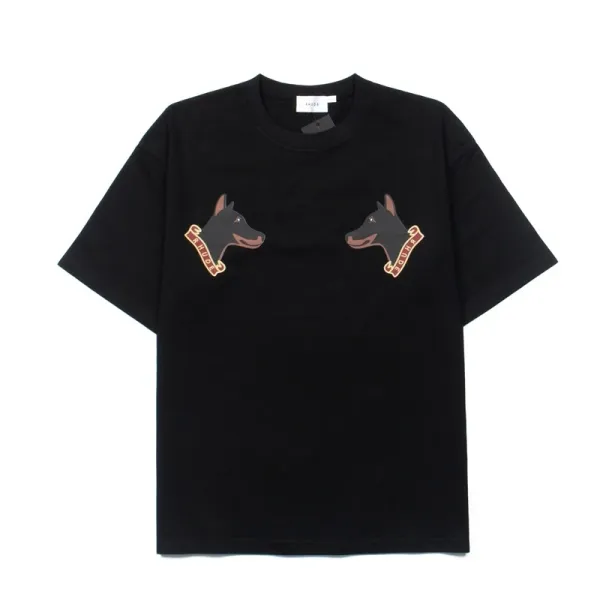 Design Dog Head Embroidered Black T-Shirt - 1