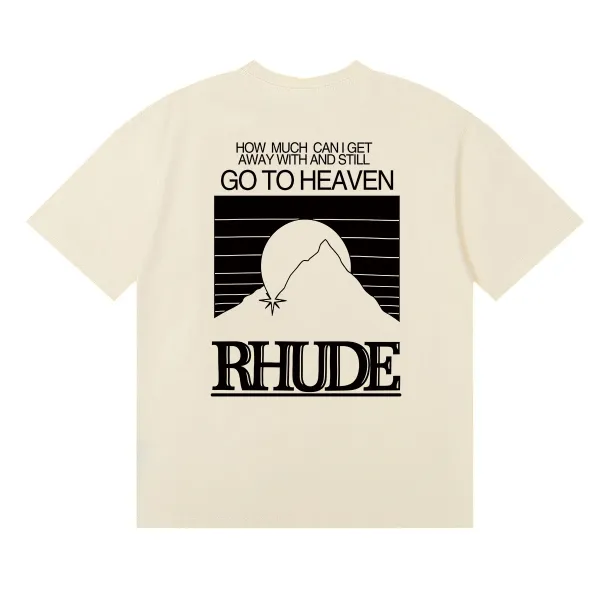 Rhude Go To Heaven Graphic T-Shirt Beige - 1