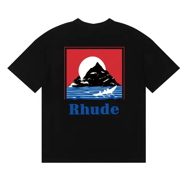 Rhude Mountain Lake Graphic Black T-Shirt - 1