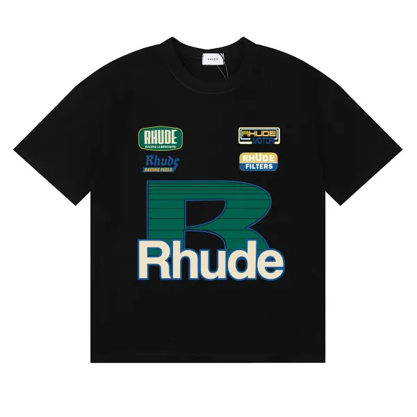 Rhude Racing Logo Patchwork T-Shirt Black - 1