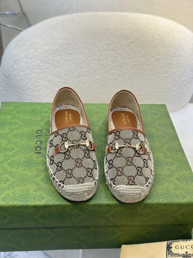 Gucci Men Canvas Loafers GG Pattern Horsebit Slip-On Shoes