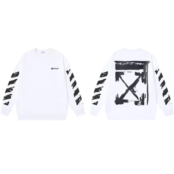 Off-White Painted Arrow Sweatshirt White Hoodie - 1